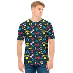 Colorful Paw And Bone Pattern Print Men's T-Shirt