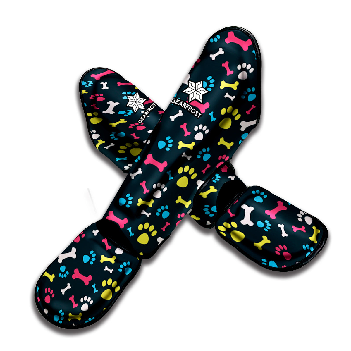 Colorful Paw And Bone Pattern Print Muay Thai Shin Guard