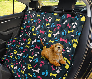 Colorful Paw And Bone Pattern Print Pet Car Back Seat Cover