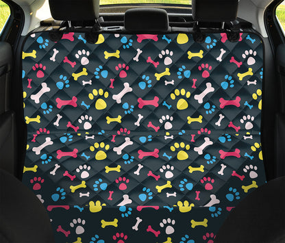 Colorful Paw And Bone Pattern Print Pet Car Back Seat Cover