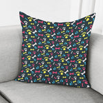 Colorful Paw And Bone Pattern Print Pillow Cover