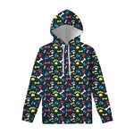 Colorful Paw And Bone Pattern Print Pullover Hoodie
