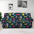 Colorful Paw And Bone Pattern Print Sofa Cover