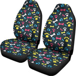 Colorful Paw And Bone Pattern Print Universal Fit Car Seat Covers