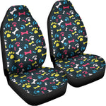 Colorful Paw And Bone Pattern Print Universal Fit Car Seat Covers