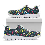 Colorful Paw And Bone Pattern Print White Sneakers