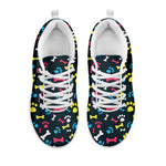 Colorful Paw And Bone Pattern Print White Sneakers