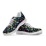 Colorful Paw And Bone Pattern Print White Sneakers