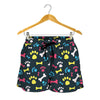 Colorful Paw And Bone Pattern Print Women's Shorts