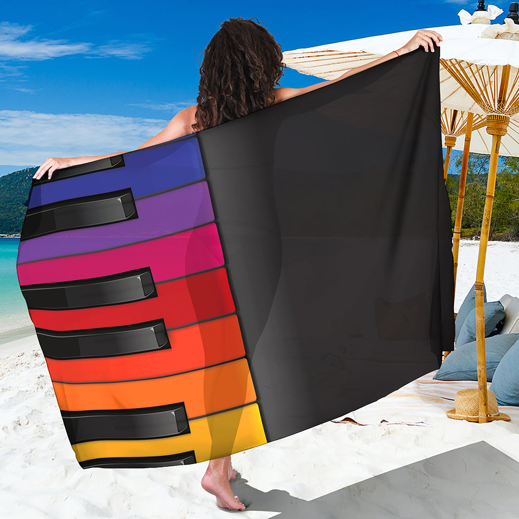 Colorful Piano Keyboard Print Beach Sarong Wrap