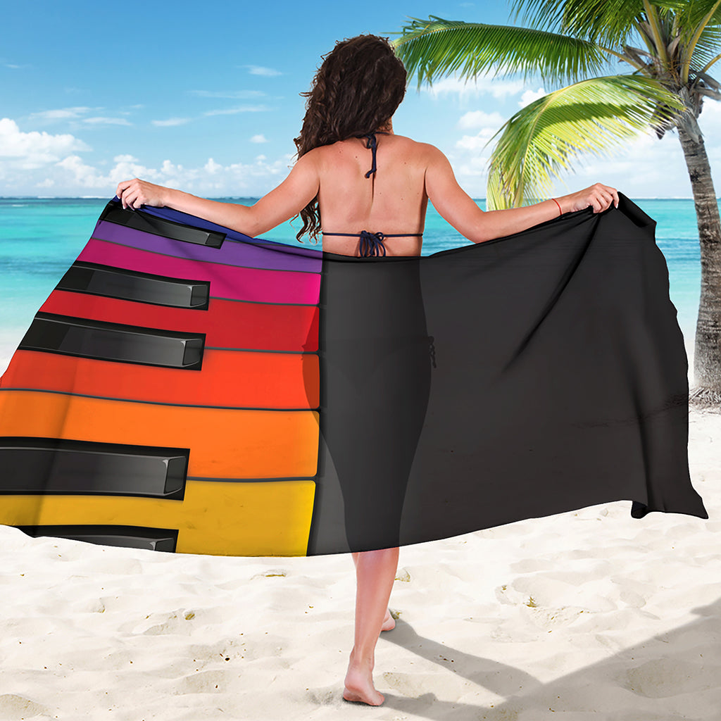 Colorful Piano Keyboard Print Beach Sarong Wrap