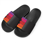 Colorful Piano Keyboard Print Black Slide Sandals
