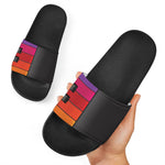 Colorful Piano Keyboard Print Black Slide Sandals