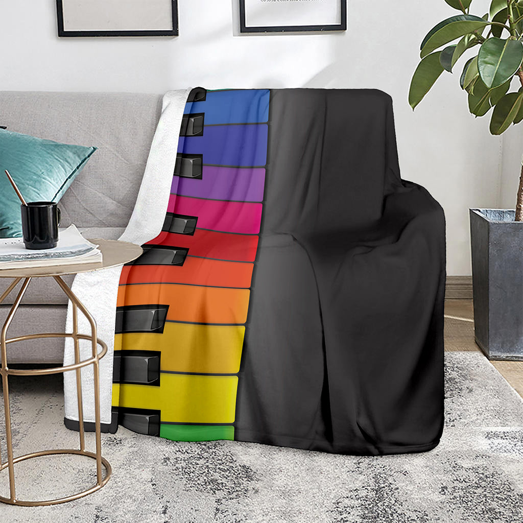 Colorful Piano Keyboard Print Blanket
