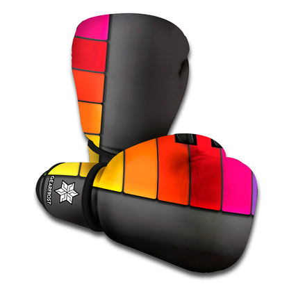 Colorful Piano Keyboard Print Boxing Gloves