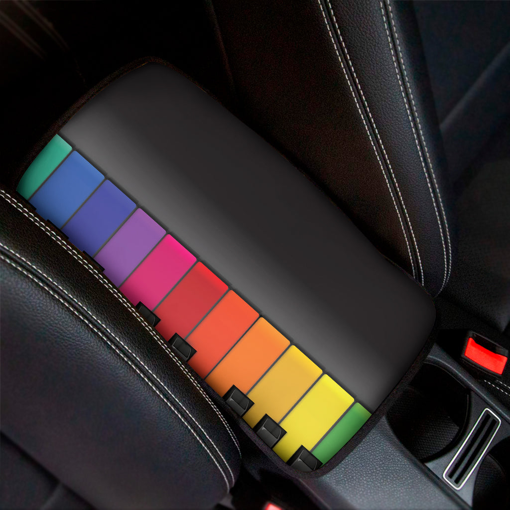 Colorful Piano Keyboard Print Car Center Console Cover