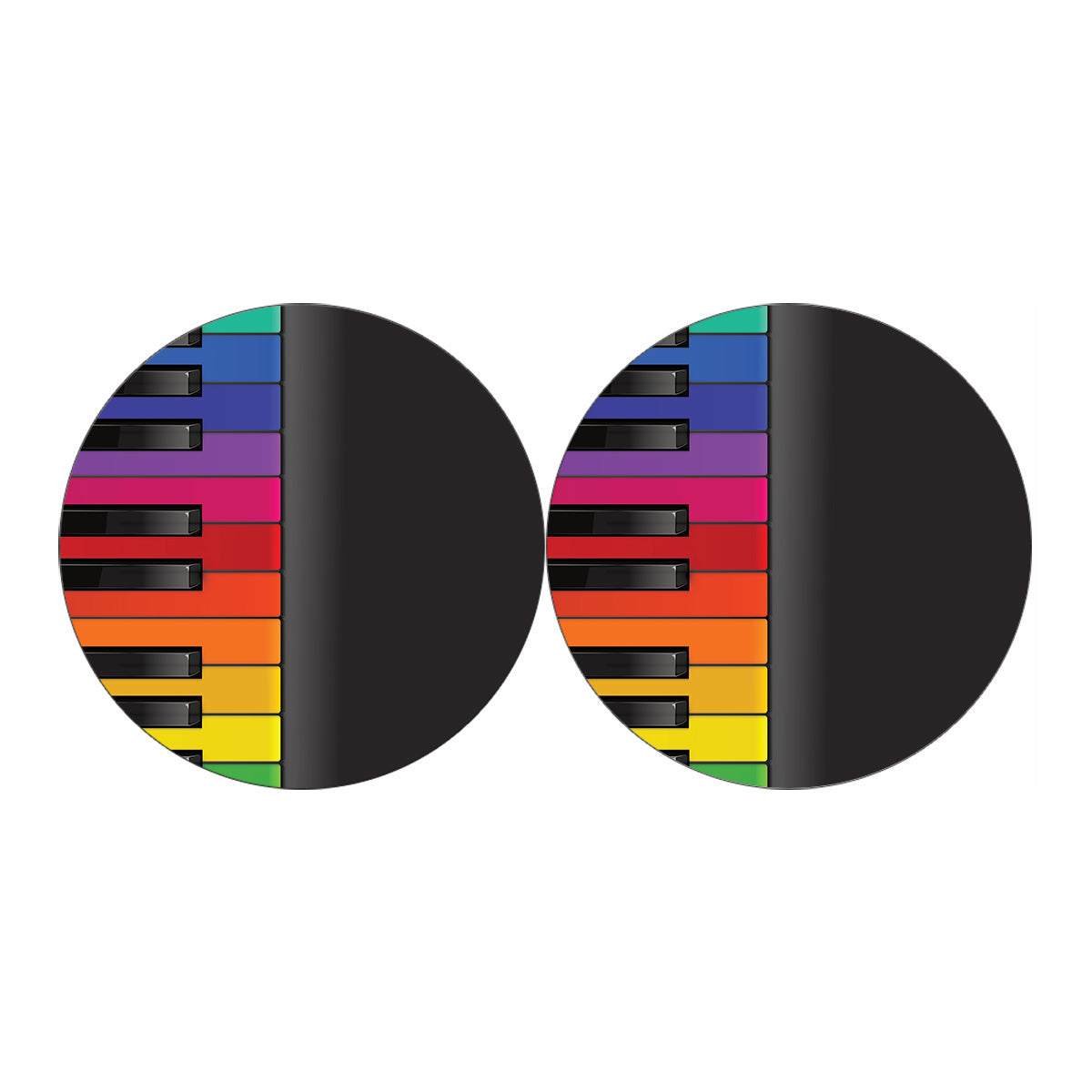 Colorful Piano Keyboard Print Car Coasters