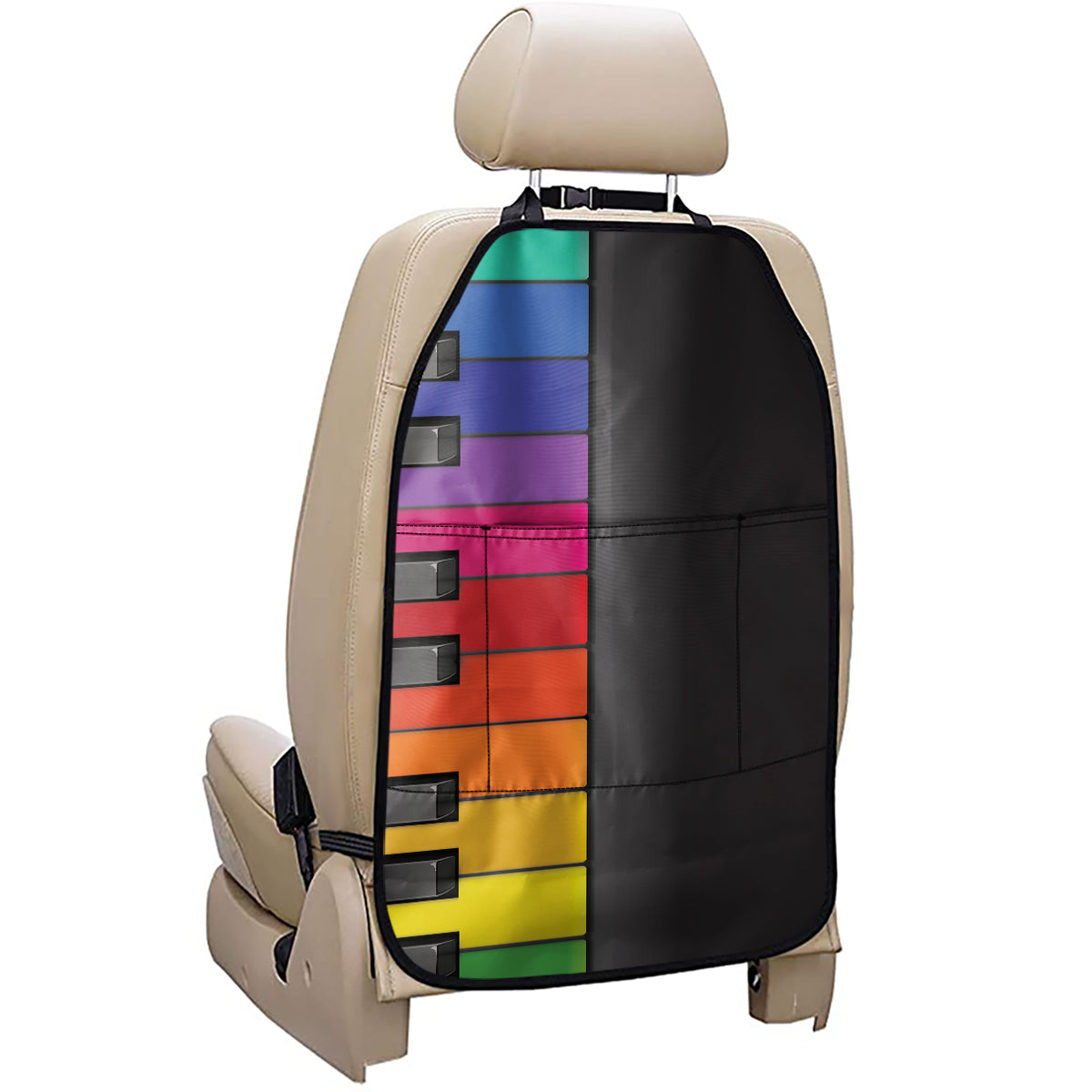 Colorful Piano Keyboard Print Car Seat Organizers