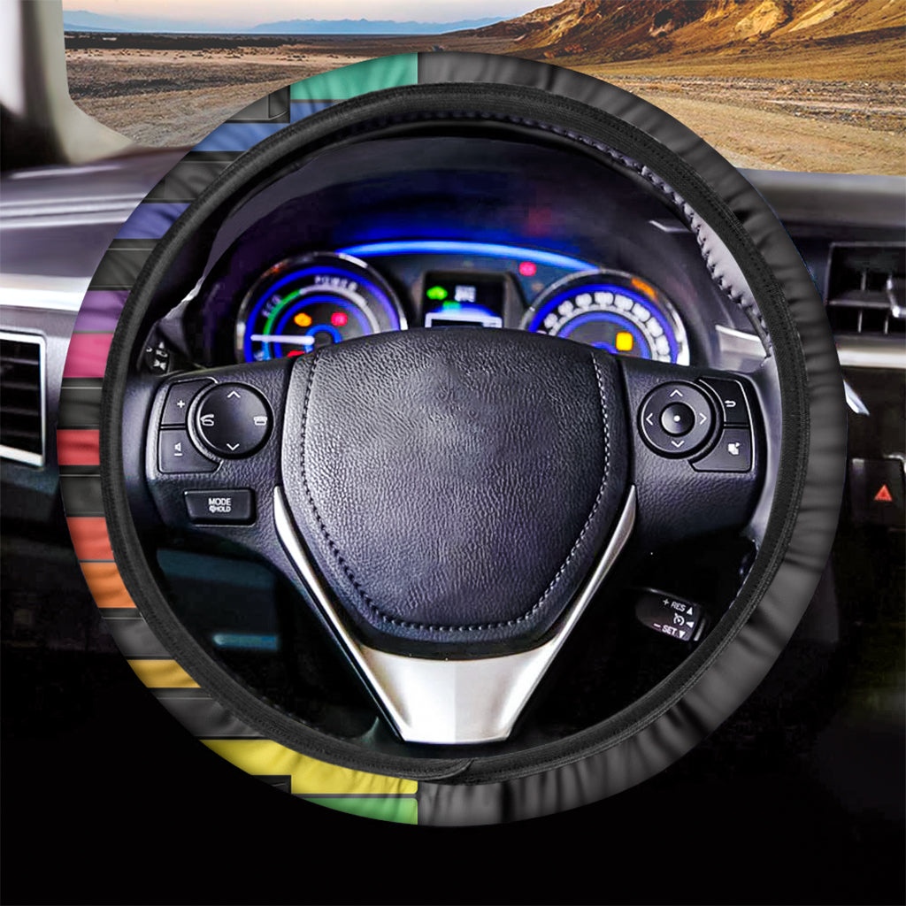 Colorful Piano Keyboard Print Car Steering Wheel Cover