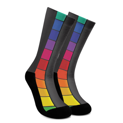 Colorful Piano Keyboard Print Crew Socks