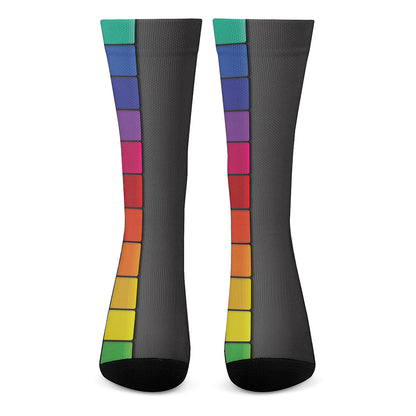 Colorful Piano Keyboard Print Crew Socks