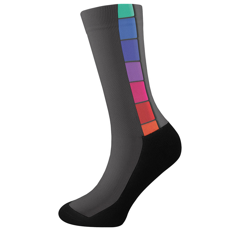 Colorful Piano Keyboard Print Crew Socks