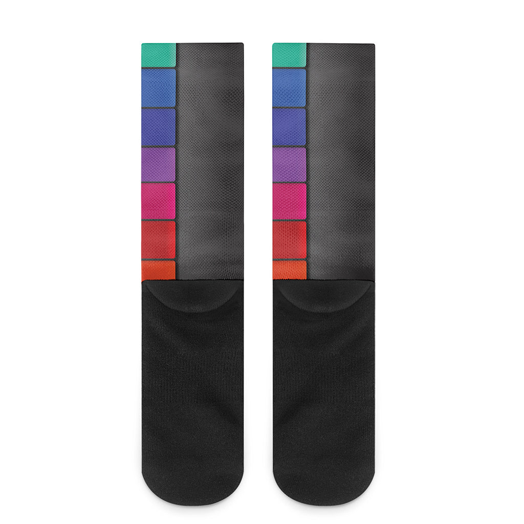 Colorful Piano Keyboard Print Crew Socks