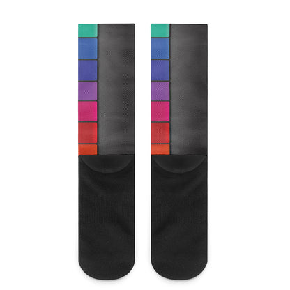 Colorful Piano Keyboard Print Crew Socks