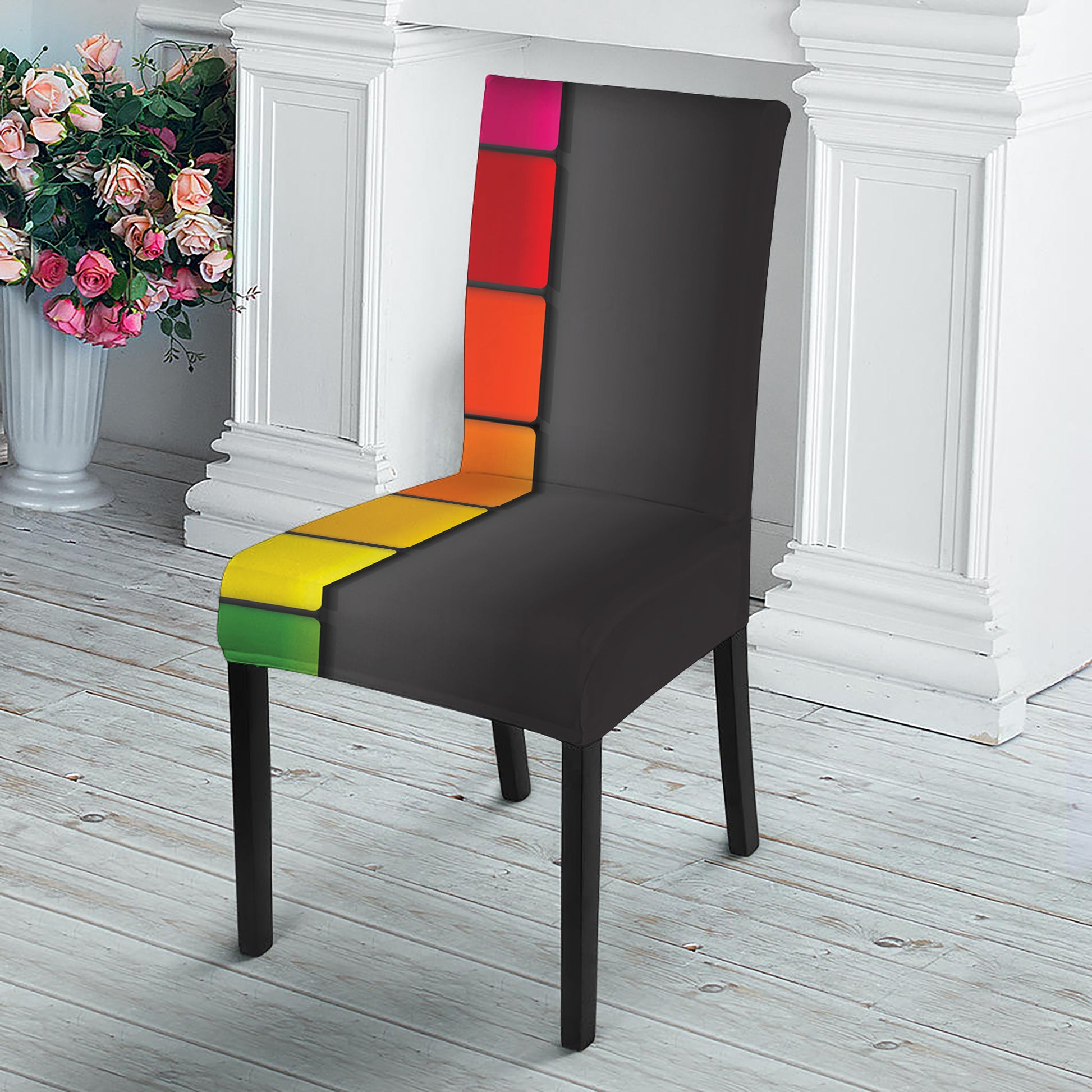 Colorful Piano Keyboard Print Dining Chair Slipcover