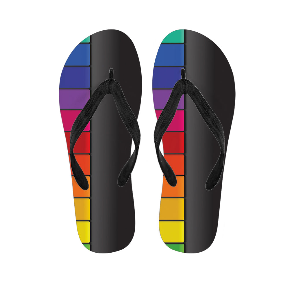 Colorful Piano Keyboard Print Flip Flops