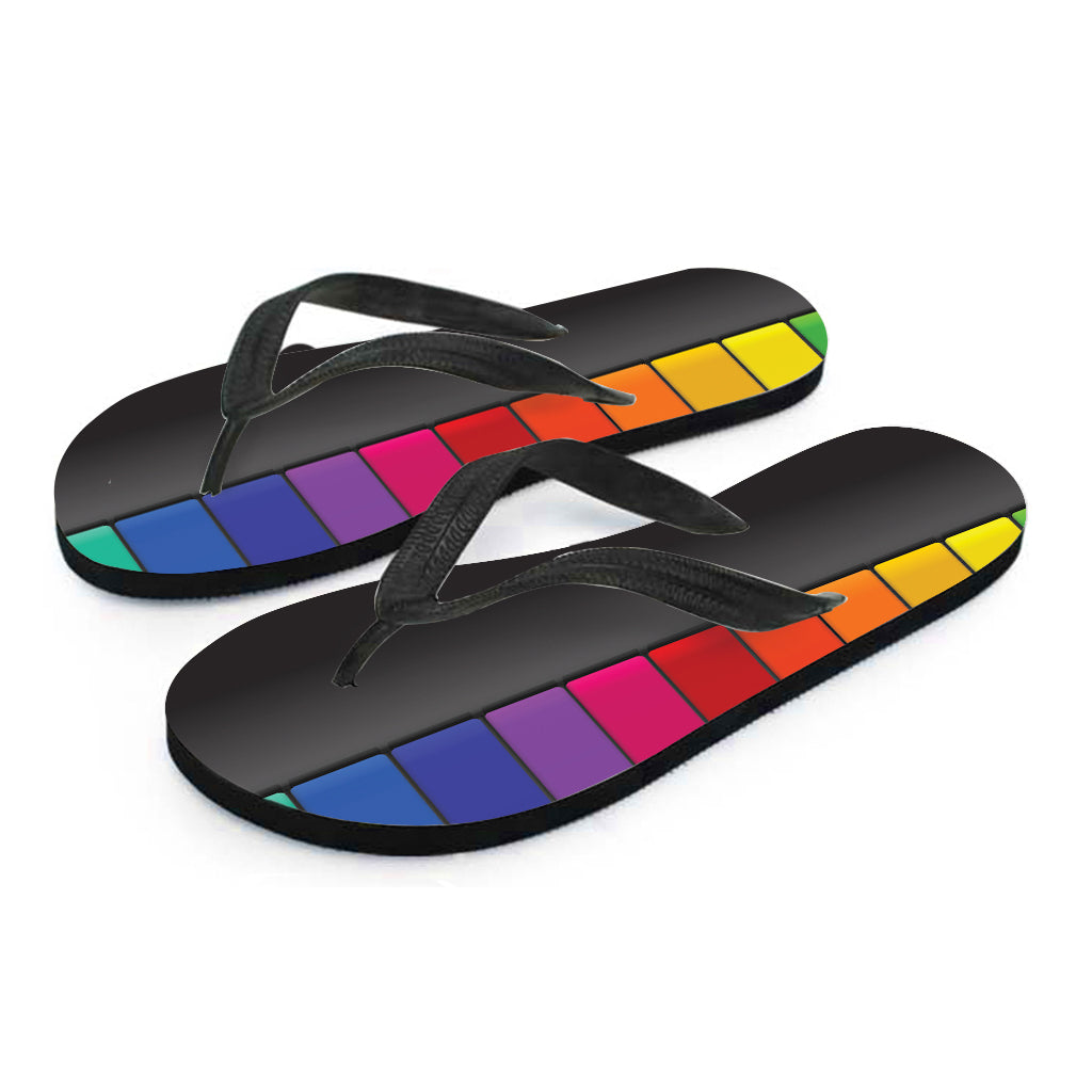 Colorful Piano Keyboard Print Flip Flops