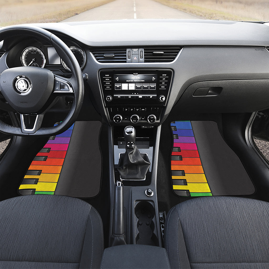 Colorful Piano Keyboard Print Front and Back Car Floor Mats