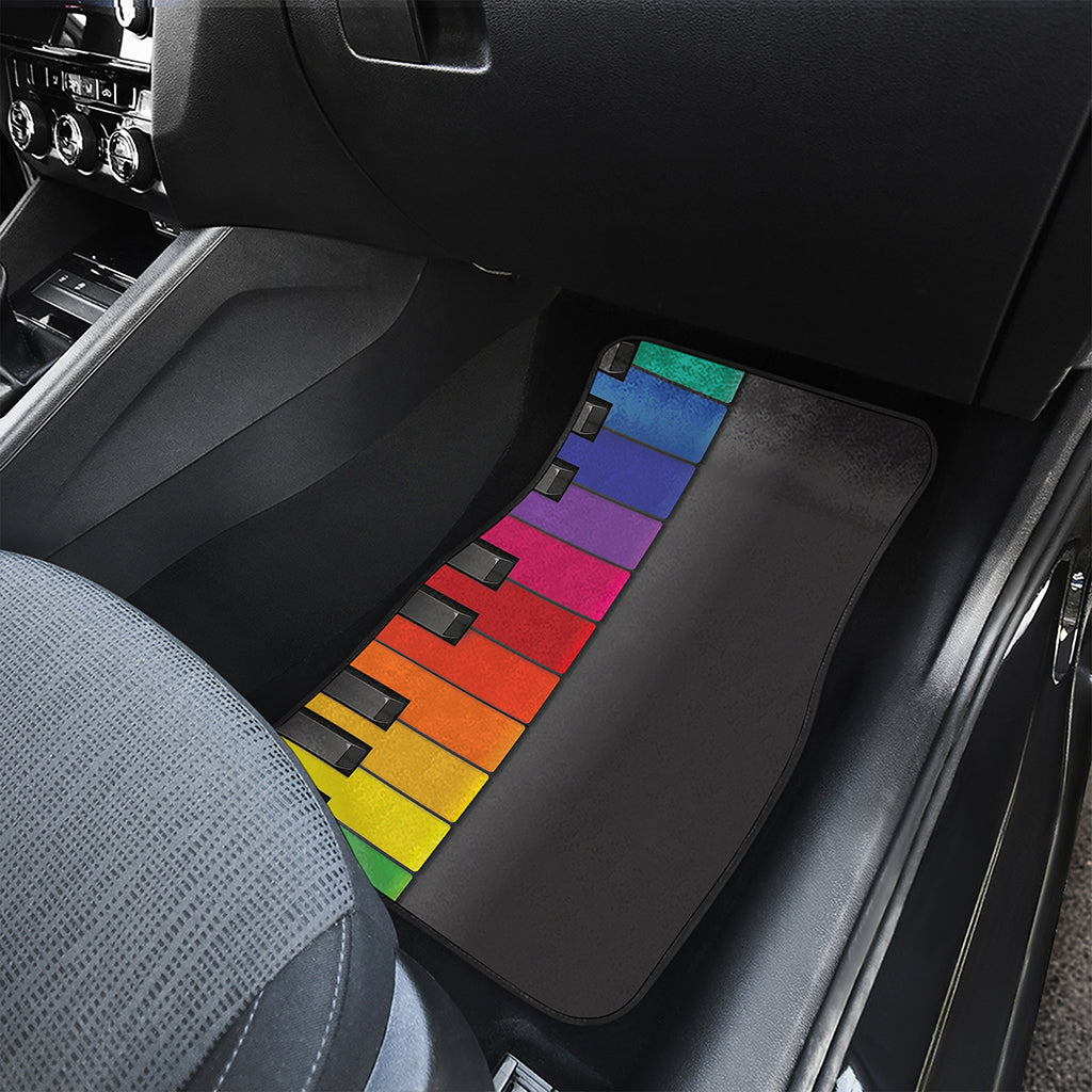 Colorful Piano Keyboard Print Front and Back Car Floor Mats