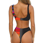 Colorful Piano Keyboard Print Front Bow Tie Bikini