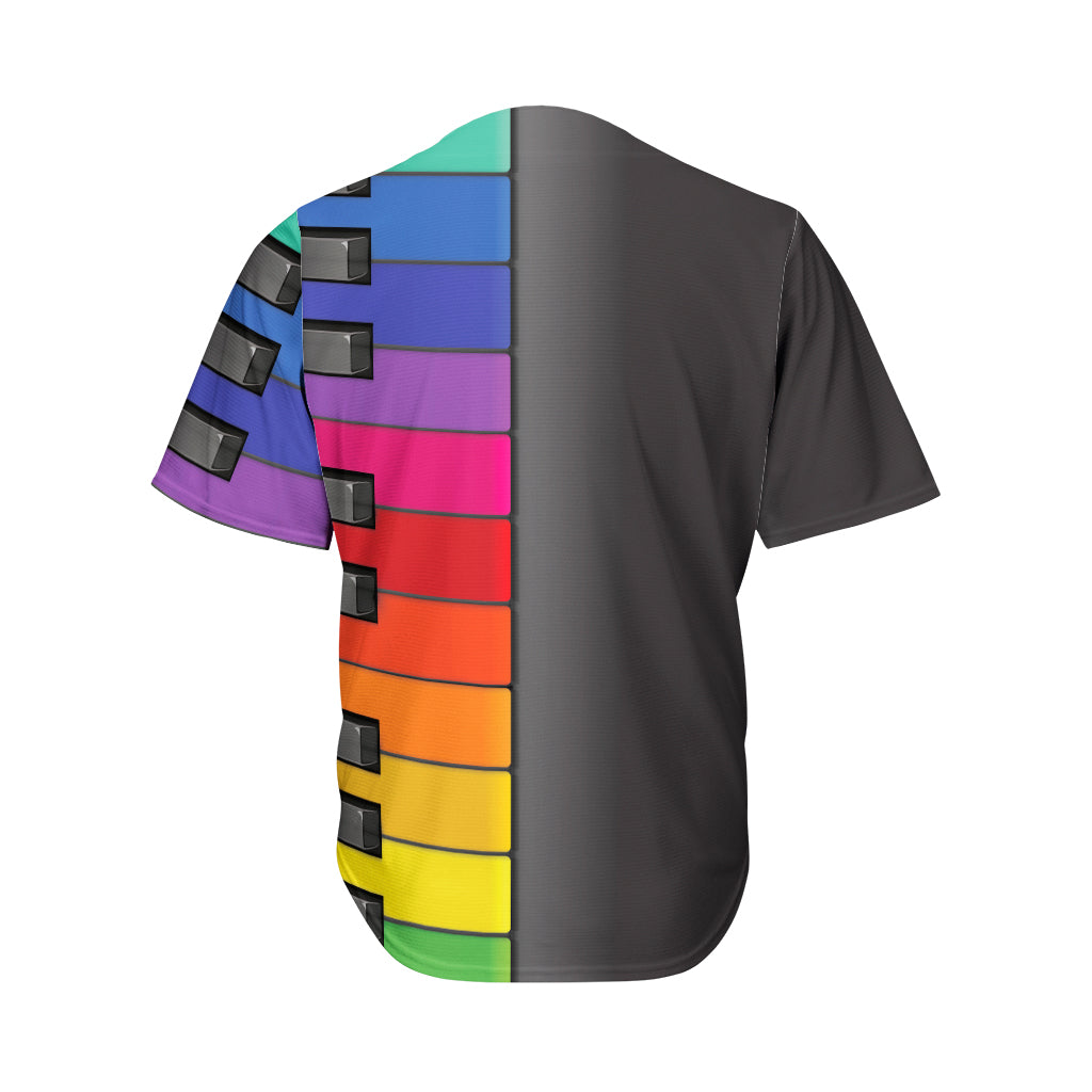 Colorful Piano Keyboard Print Men's Baseball Jersey