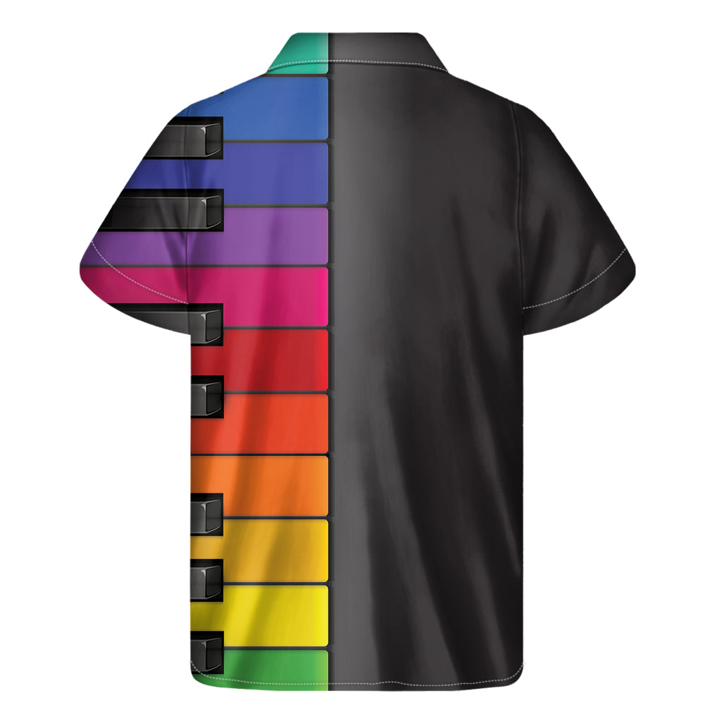Colorful Piano Keyboard Print Men's Short Sleeve Shirt
