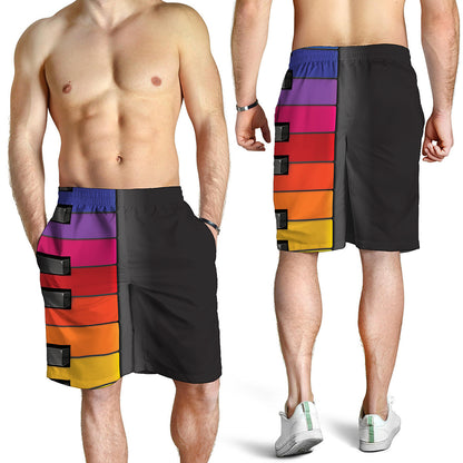 Colorful Piano Keyboard Print Men's Shorts
