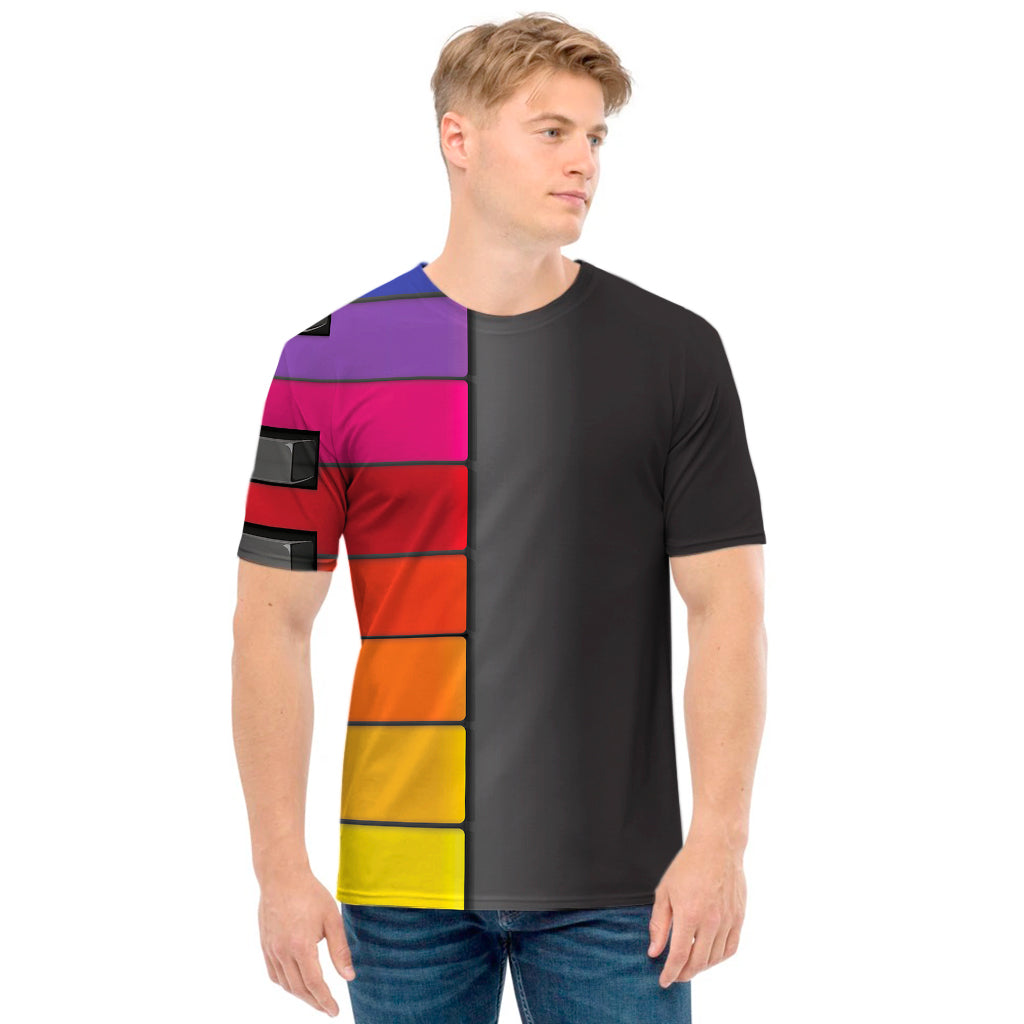 Colorful Piano Keyboard Print Men's T-Shirt