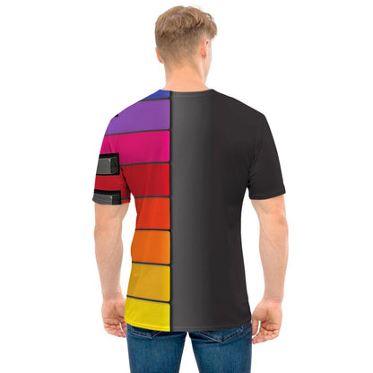 Colorful Piano Keyboard Print Men's T-Shirt