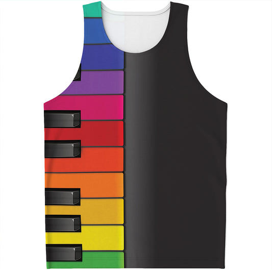 Colorful Piano Keyboard Print Men's Tank Top