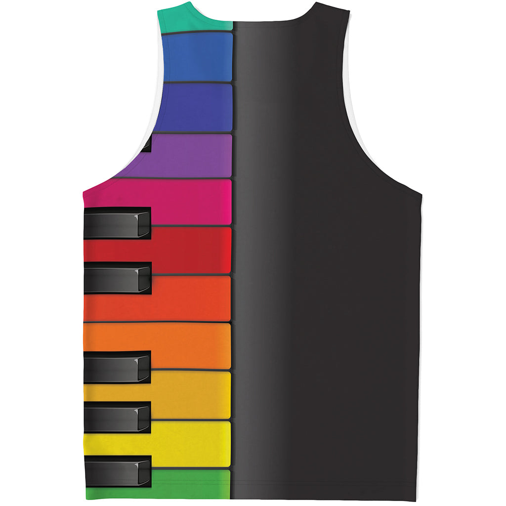 Colorful Piano Keyboard Print Men's Tank Top