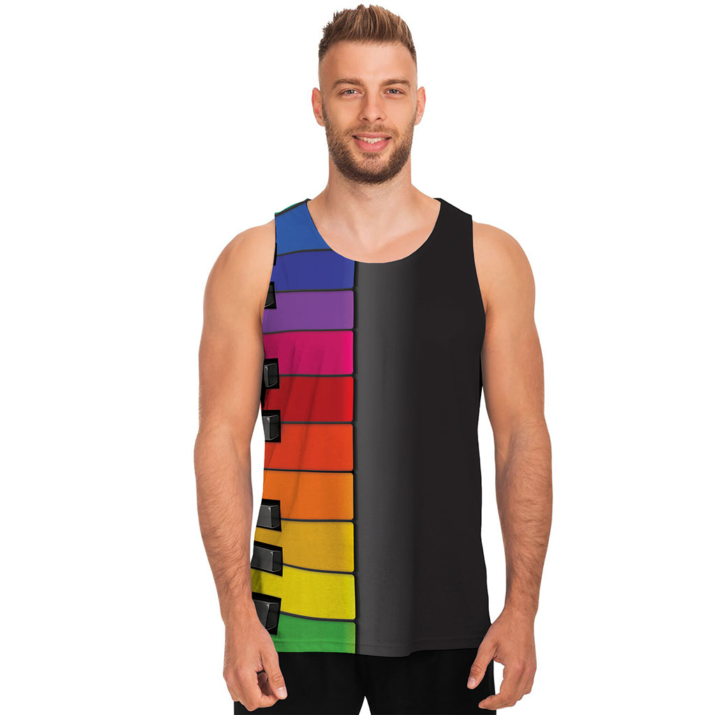 Colorful Piano Keyboard Print Men's Tank Top