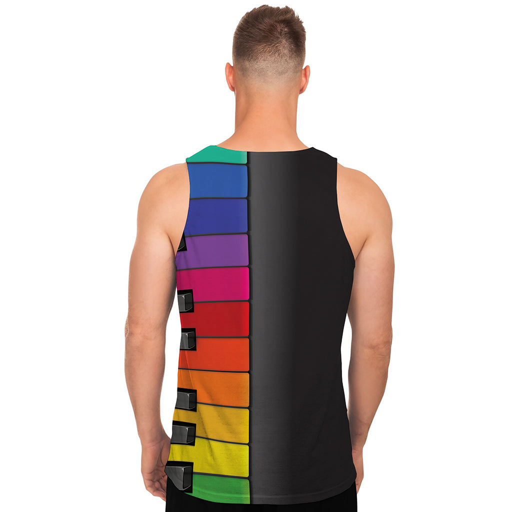 Colorful Piano Keyboard Print Men's Tank Top