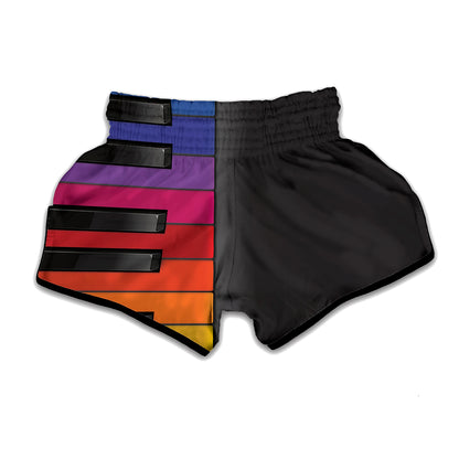 Colorful Piano Keyboard Print Muay Thai Boxing Shorts