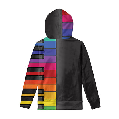 Colorful Piano Keyboard Print Pullover Hoodie