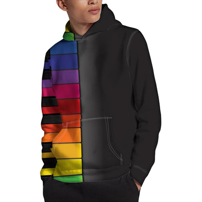 Colorful Piano Keyboard Print Pullover Hoodie