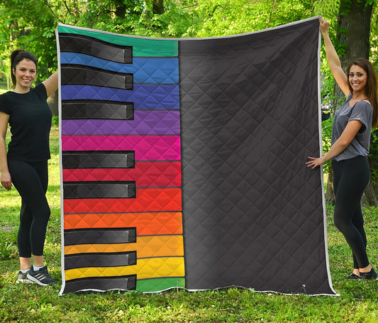 Colorful Piano Keyboard Print Quilt