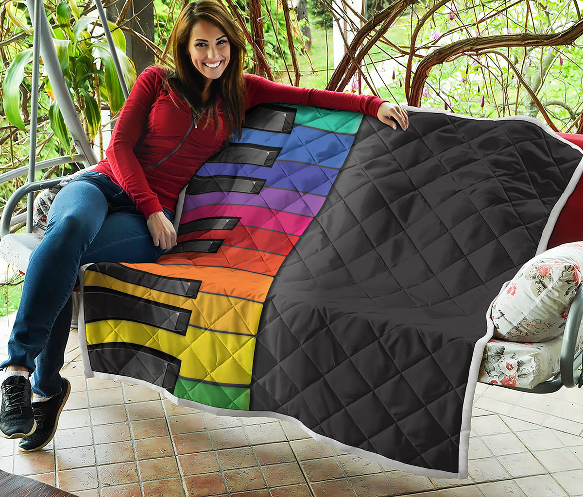 Colorful Piano Keyboard Print Quilt