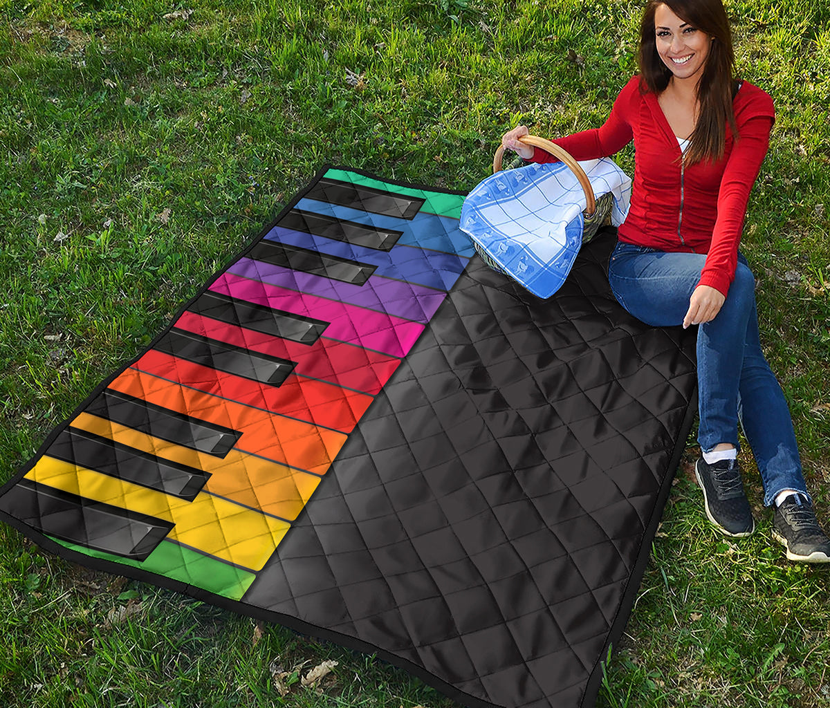 Colorful Piano Keyboard Print Quilt