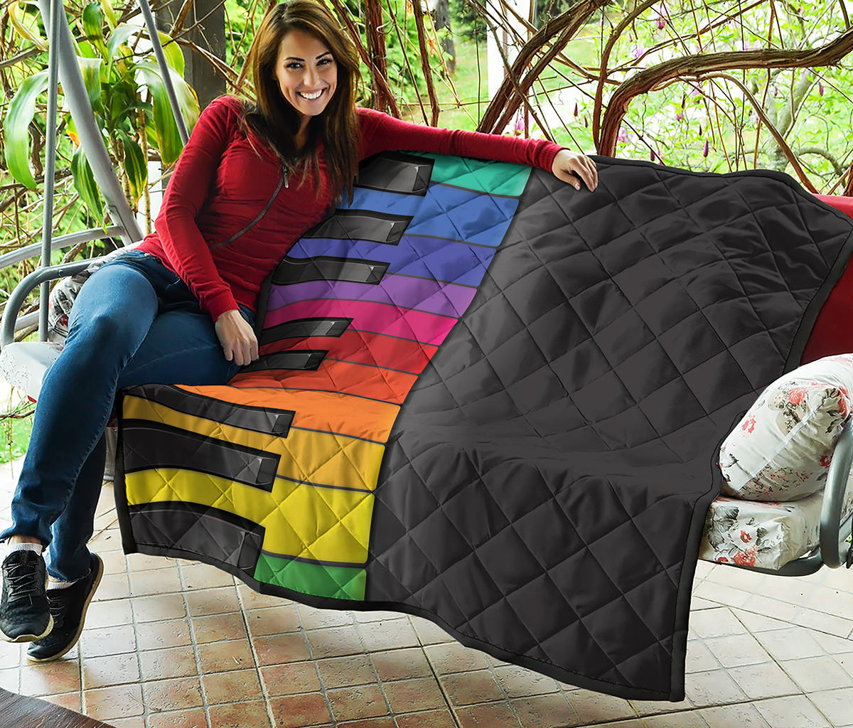Colorful Piano Keyboard Print Quilt